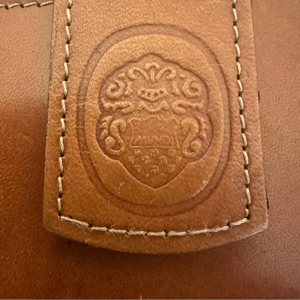Mundi Long Wallet Brown Black Pebble Leather Gold Hardware Snap Coin Pocket Card - Picture 2 of 16